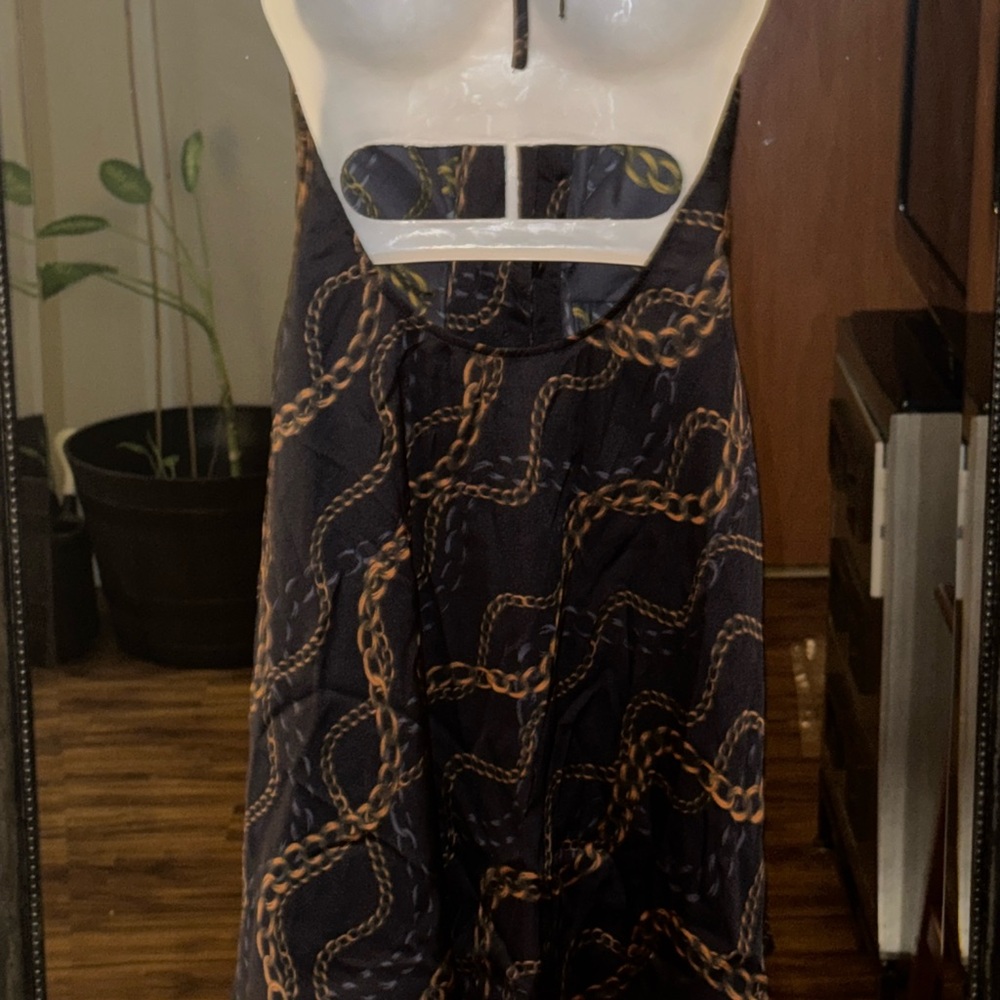 L'Academia Black and Gold Chain Print Cover up /Dress or Top - Picture 8 of 12